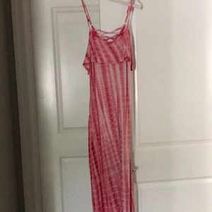 Tie Dye Red & White Maxi Dress